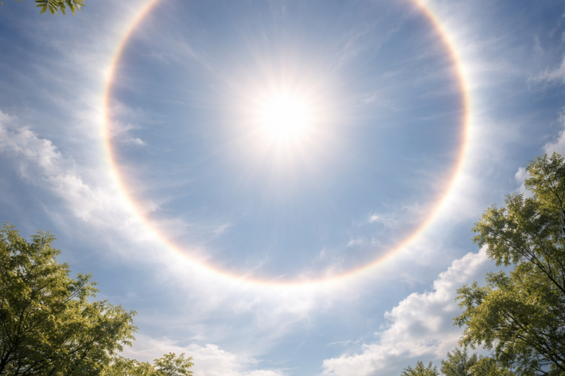 Meaning of rainbow around the sun
