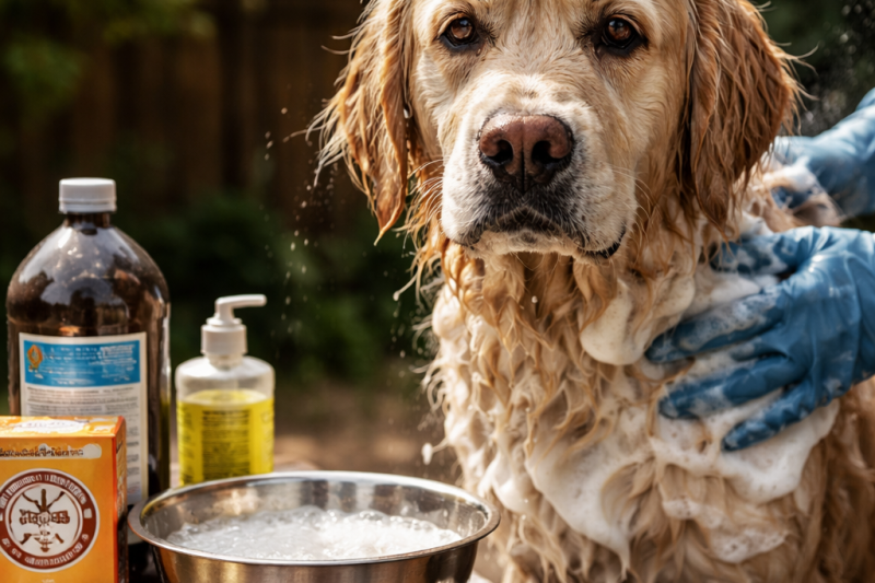 How to get rid of skunk smell on a dog