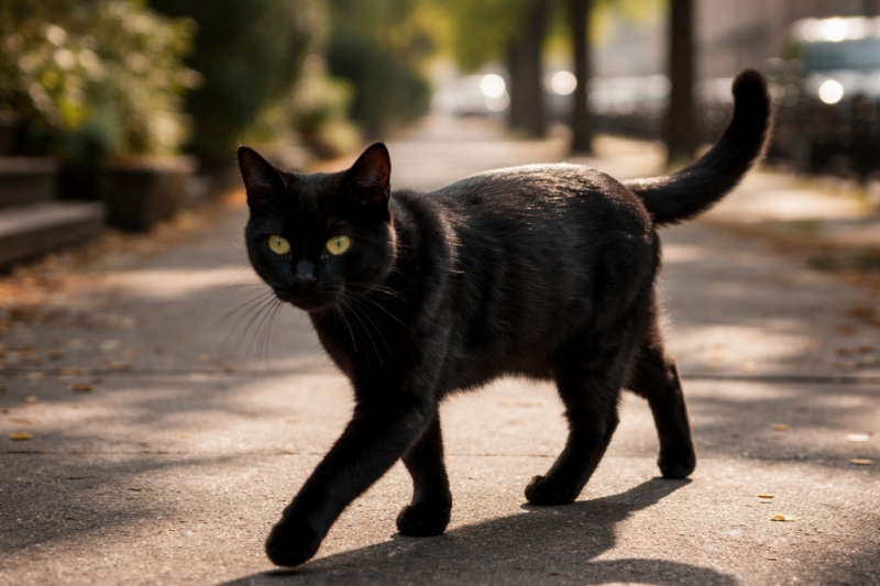 Meaning of black cat crossing your path